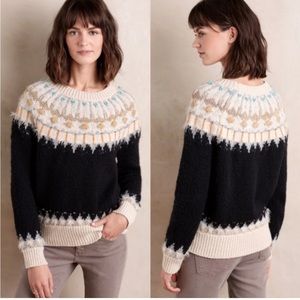 Anthropologie Sleeping On Snow Embellished Fair Isle Sweater XS NWOT
